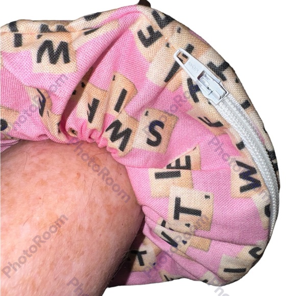 Swifties pink zipper hair scrunchie hand made USA cotton NWT fun summer beach - Picture 3 of 5